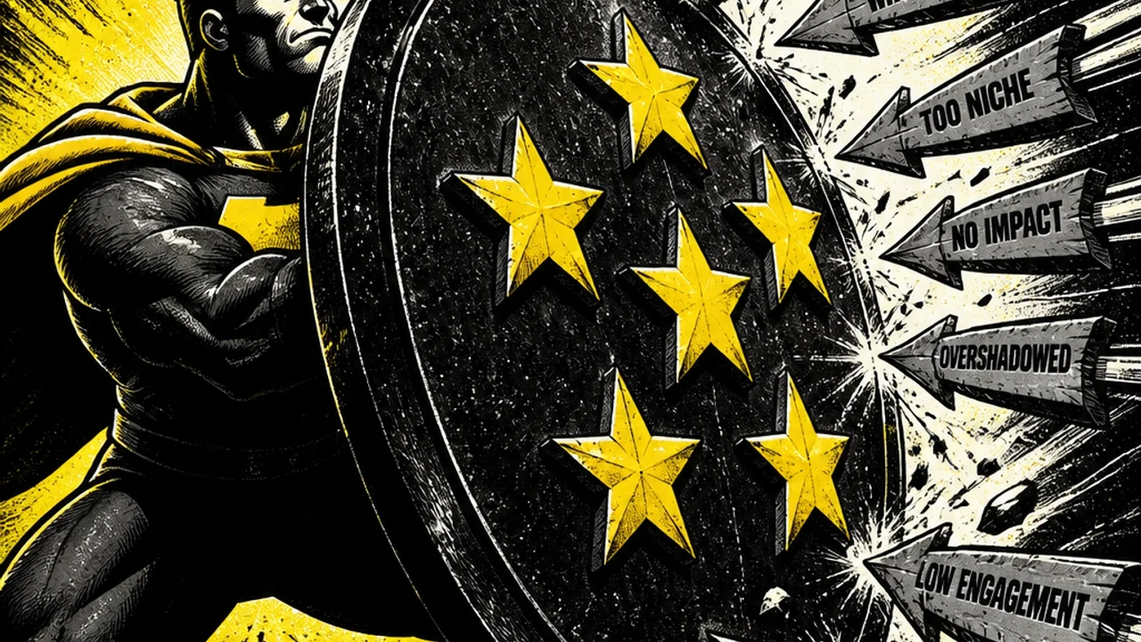 Brutalist comic reputation shield — managing Google reviews and responding to criticism as part of local SEO trust signals