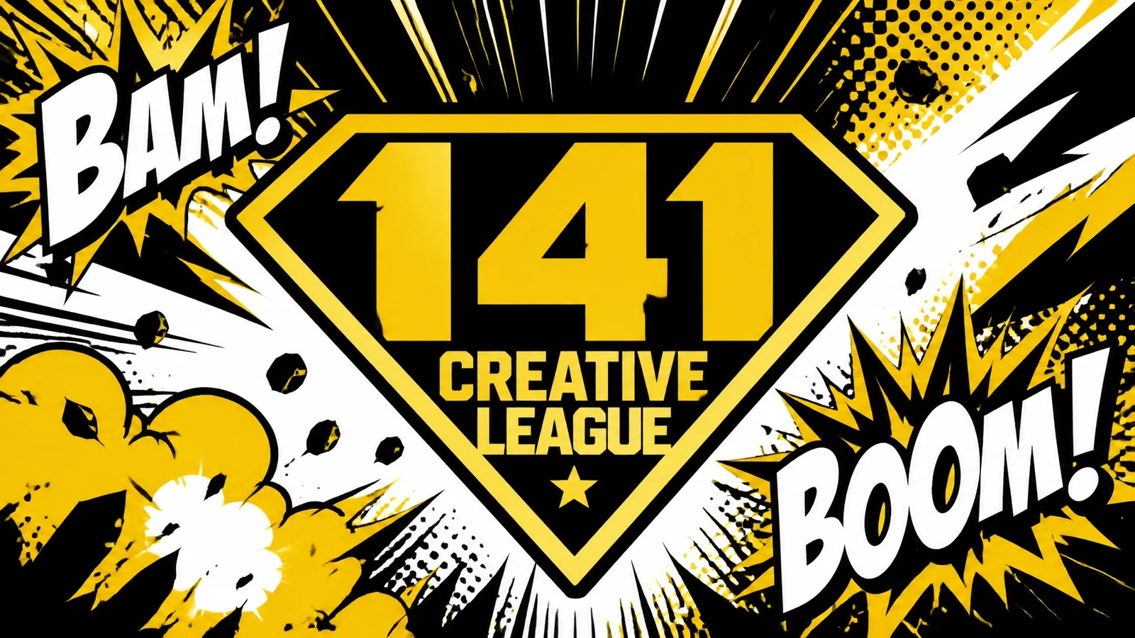 The 141 Creative League logo exploding with high-energy comic action