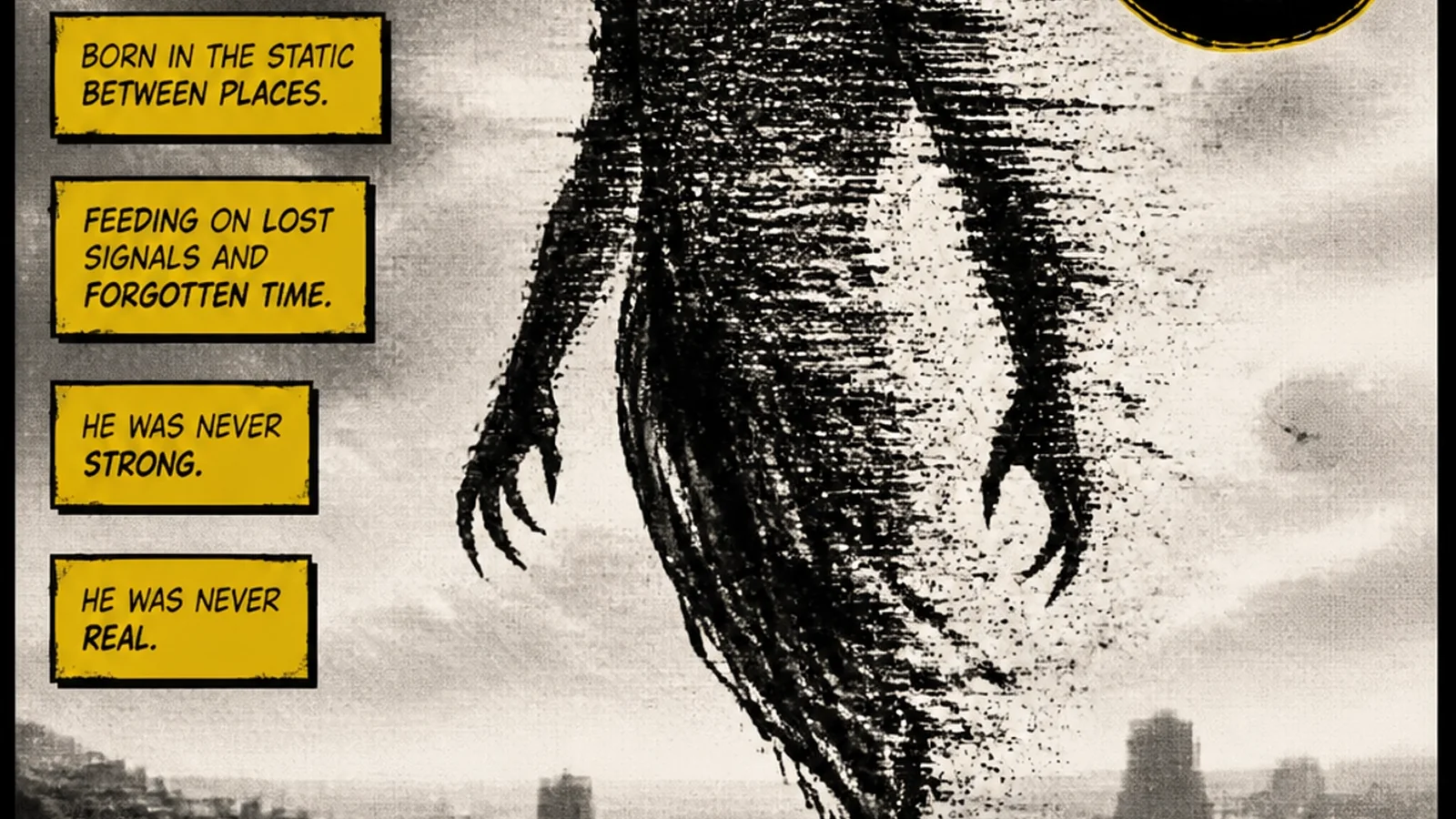 Brutalist comic illustration of The Ghost of Nowhere — a grey, blurry villain haunting a generic search-results map while a hero confronts him, representing businesses lost in undifferentiated geographic targeting.